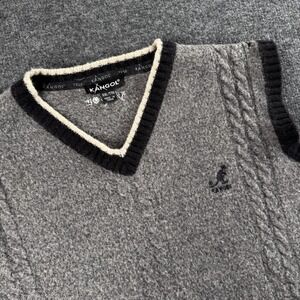Kangol Vintage Sweater Vest Mens XXL V Neck Pullover Cable Knit Gray